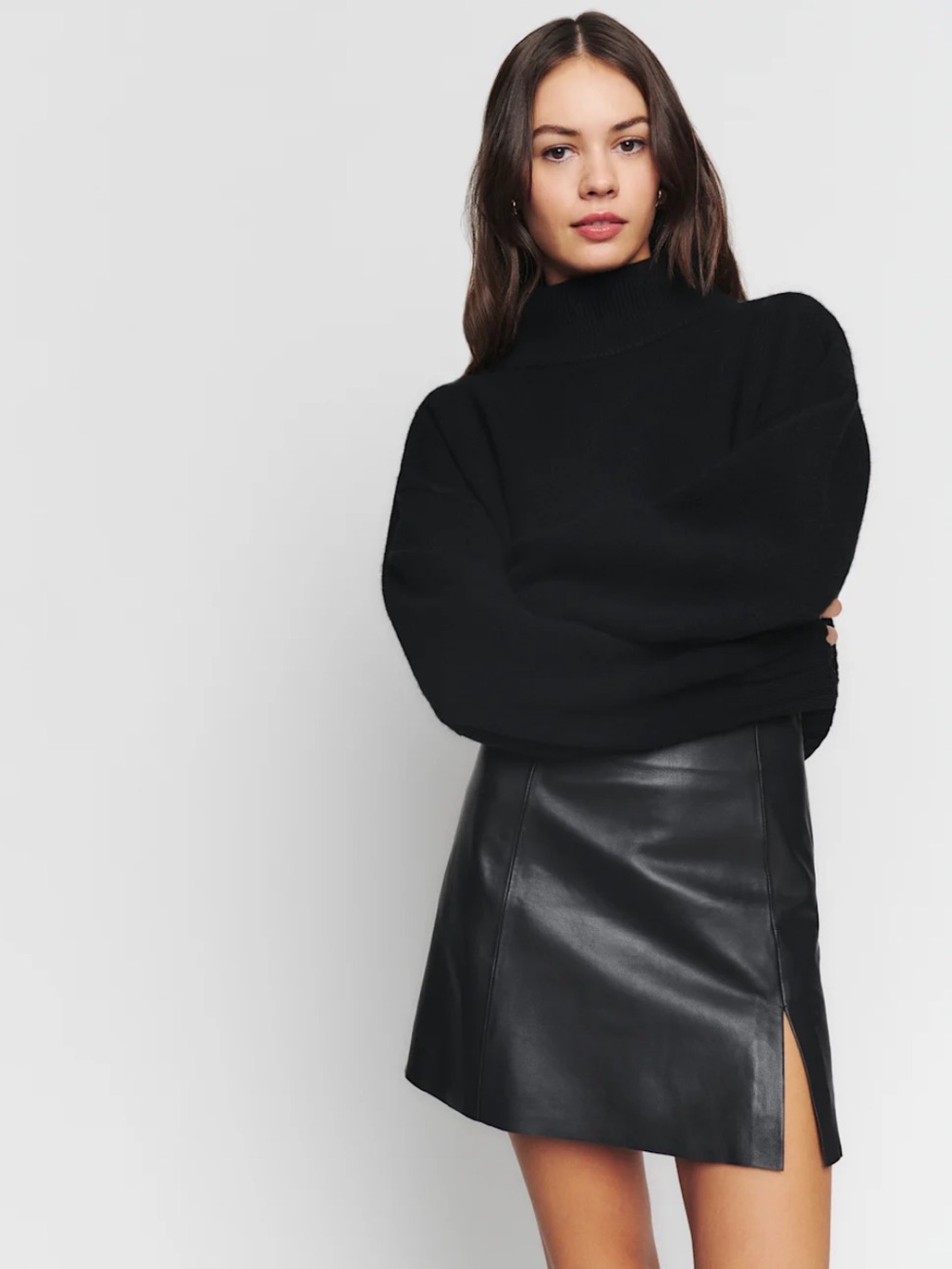 🖤 REFORMATION x VEDA • NWT, Margie Genuine Leather Mini Skirt - Picture 5 of 13